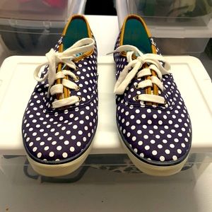 Blue & White Polk a Dot Keds Canvas Sneakers